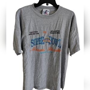 1999 NFL Super Bowl XXXIII 33 Denver Broncos Atlanta Falcons XL Gray T-Shirt